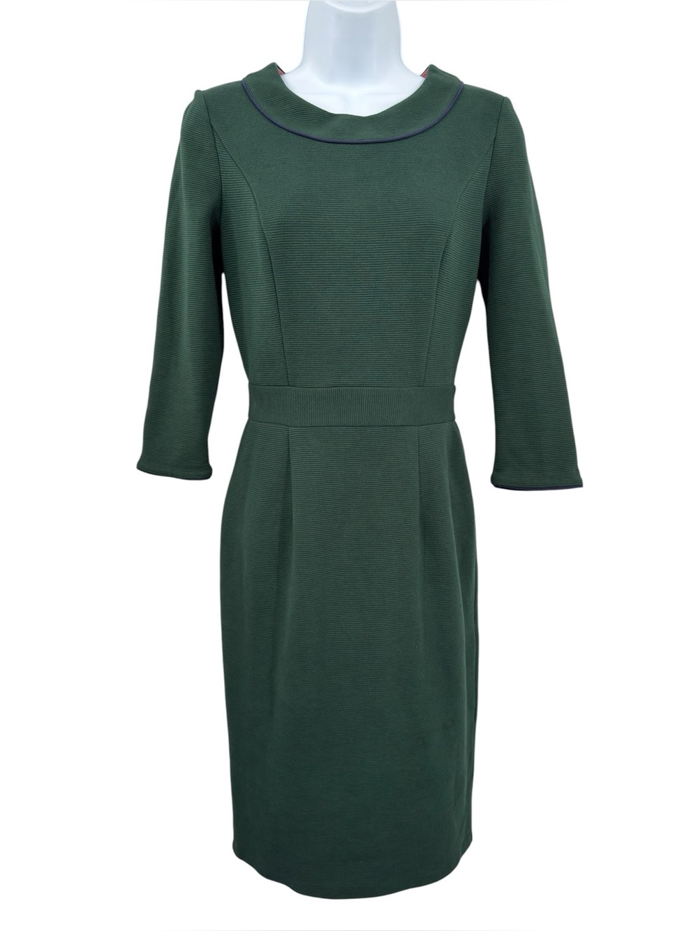 Boden Ottoman Sheath 3/4 Sleeve Green Midi Dress Size 2